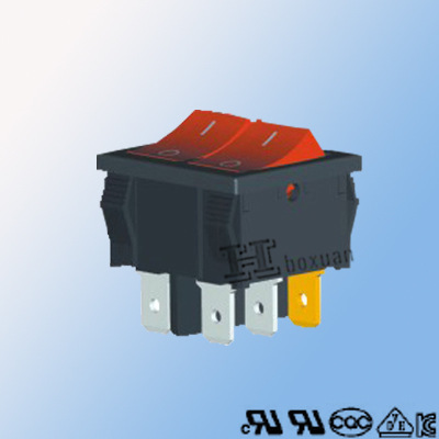 【供应六只脚多种按钮颜色的翘板开关RS601F1-201N016RB】价格,厂家,图片,电工开关,深圳市宏博轩科技-