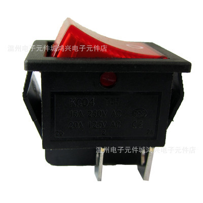 【带灯 生产厂家 船型开关KCD4 电源开关/ 翘板 阻燃4脚 二档】价格,厂家,图片,电工开关,温州电子元件城鸿兴电子元件店-