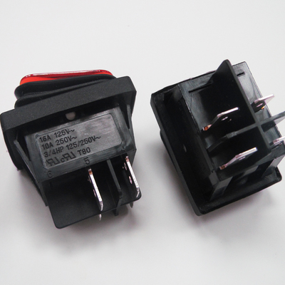 台湾RL防水船型翘板开关带灯16A250V4脚2档