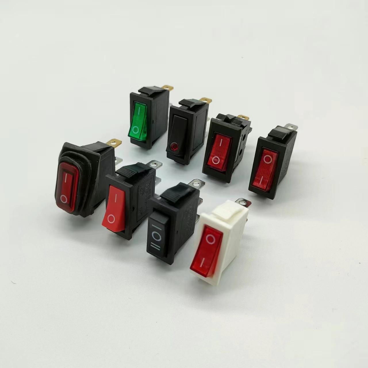 kcd1-4带灯二档三档船型开关2脚4脚6脚船形翘板开关机械设备按钮-阿里