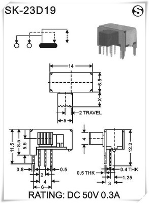 拔动开关三档SK-23D19 企业集采优选，侧柄设计灵活应用